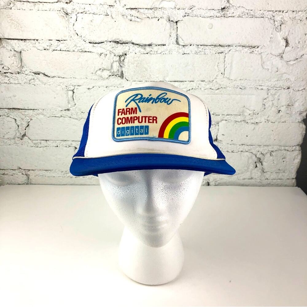 Vintage Rainbow Farm Computer Patch Snapback Hat